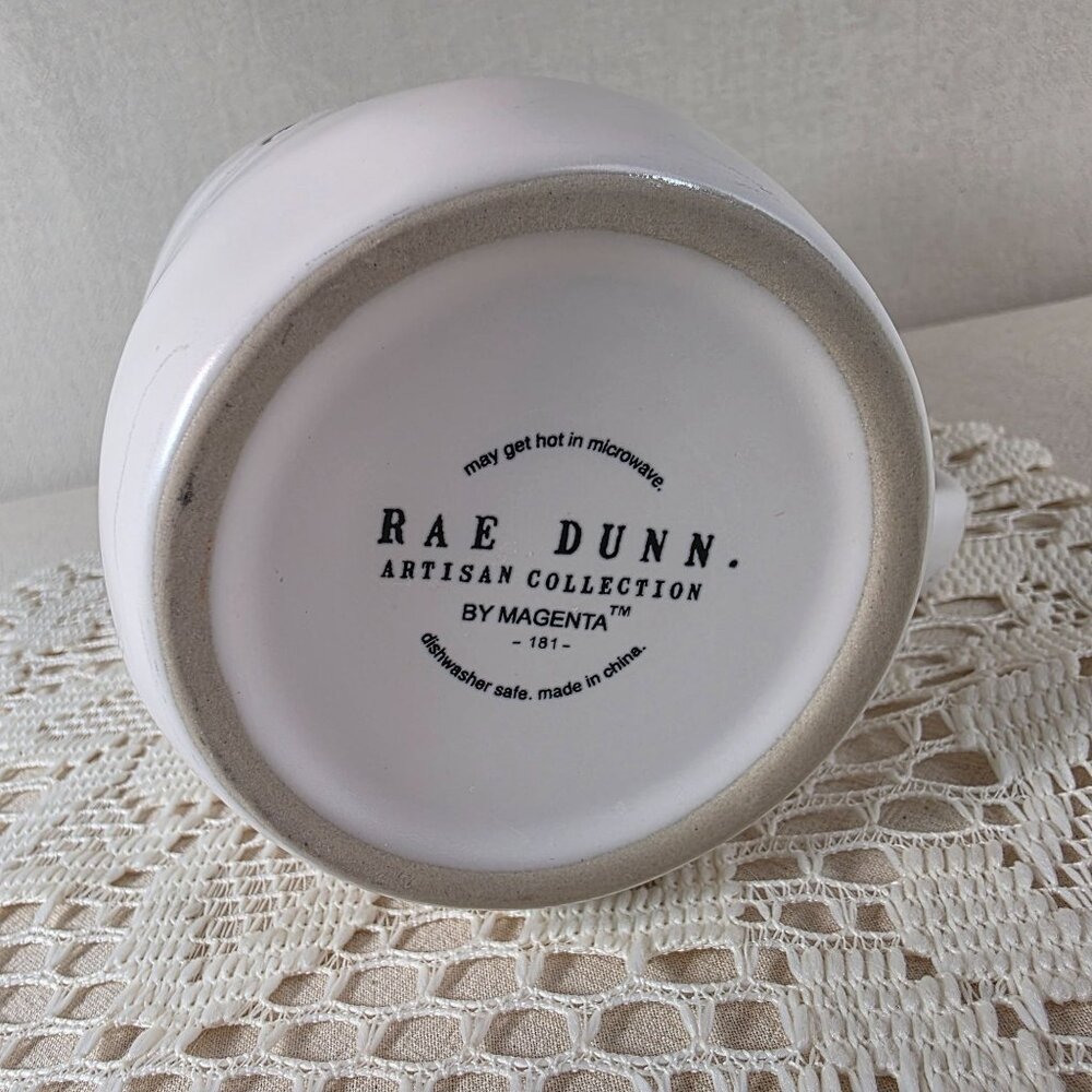 Rae Dunn Ceramic "Cozy" Mug With Black Lid 16 Oz Capacity White With Textured Fi - Picture 9 of 9